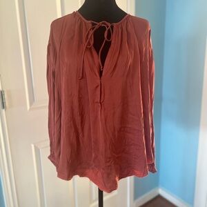 Olivaceous Flowy Satin Top Pink Terracotta Color Sz M NWT